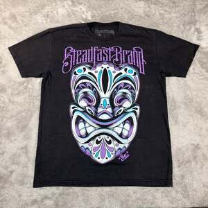 Steadfast Brand Tribal Tiki Mask Graphic T-Shirt Black Size XL